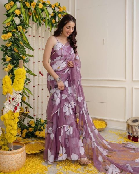 Supreme Purple Elegant Digital Print Lehenga Saree with Attached Dupatta Ready To Wear Saree 
