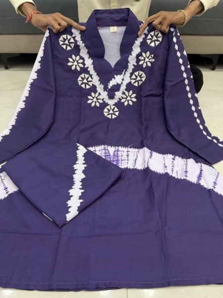 Supreme Purple Premium Burbary Silk Cord Set with Handwork Neck Design CO ORD Sets