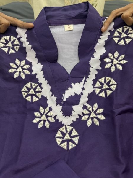 Supreme Purple Premium Burbary Silk Cord Set with Handwork Neck Design CO ORD Sets