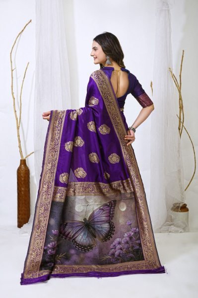 Supreme Purple Soft Lichi Silk Jacquard Saree with Designer Border Blouse at Wholesale Rate Silk Sarees Wholesale