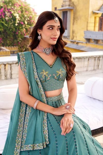 Supreme Sky Blue 3 Meter Flare Designer Wedding Lehenga with Embroidered Blouse Designer Lehenga Choli