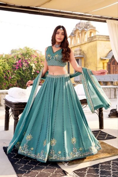 Supreme Sky Blue 3 Meter Flare Designer Wedding Lehenga with Embroidered Blouse Designer Lehenga Choli