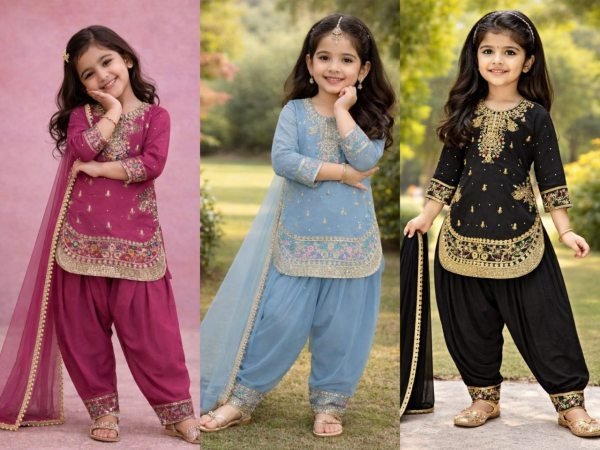 Supreme Sky Blue Kids Patiyala Suit with Heavy Lace Dupatta for Festive Collection Girls Wear