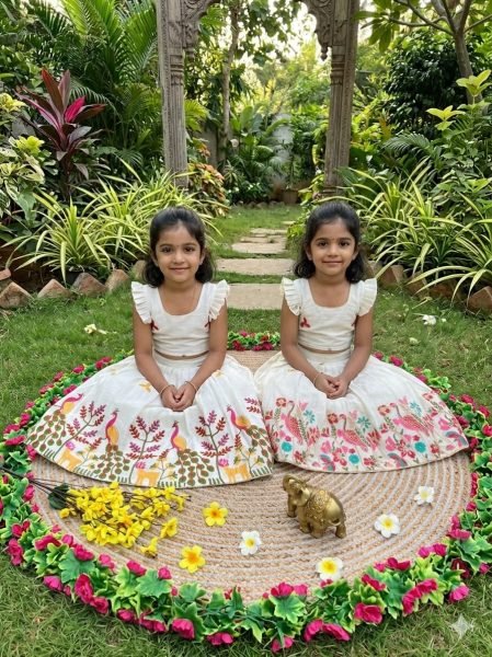 Supreme White Girls Party Wear Cotton Lehenga Set with Embroidery Work Girls Wear