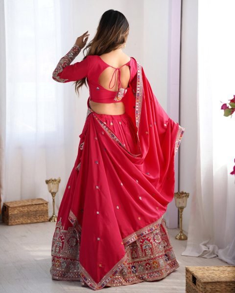 Surat Based Designer Lehenga Manufacturer Natural Crepe Silk Semi Stitched Lehenga Choli with Coding Dori Sequins Work Wholesale Online Shop Designer Lehenga Choli