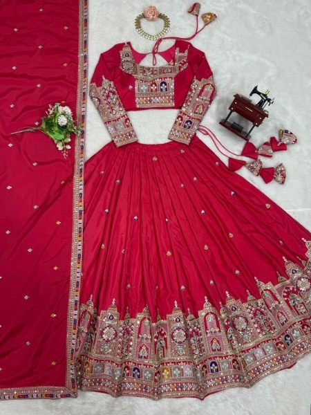 Surat Based Designer Lehenga Manufacturer Natural Crepe Silk Semi Stitched Lehenga Choli with Coding Dori Sequins Work Wholesale Online Shop Designer Lehenga Choli