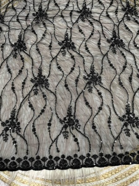 Sustainable Black Butterfly Net Saree with Heavy Sequence Embroidery For Wedding Bollywood Fancy Sarees Wholesale