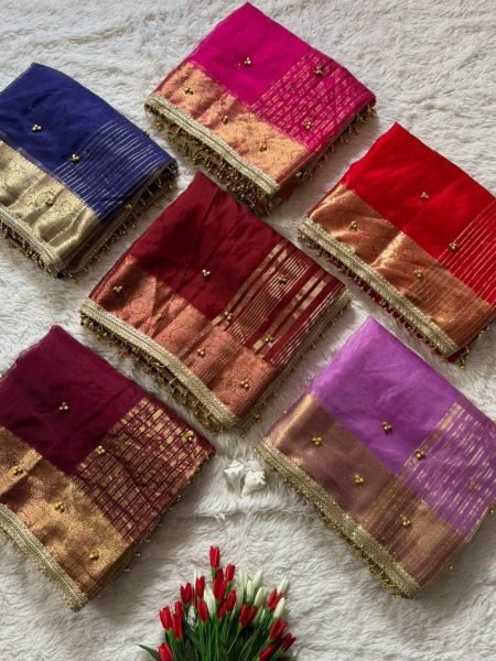 Sustainable Blue Soft Tissue Silk Ghungroo Saree with Matching Blouse at Manufacturer  Silk Sarees Wholesale