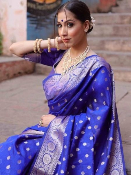 Sustainable Blue Stylish Silk Saree with All Over Pattern for Traditional Occasions Silk Sarees Wholesale
