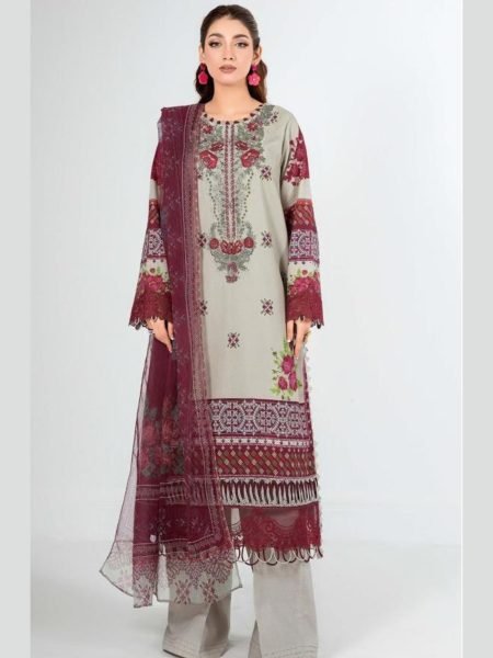 Sustainable Grey Pure Cotton Patch Work Pakistani Suit with Cotton Dupatta at Wholesale Rate 