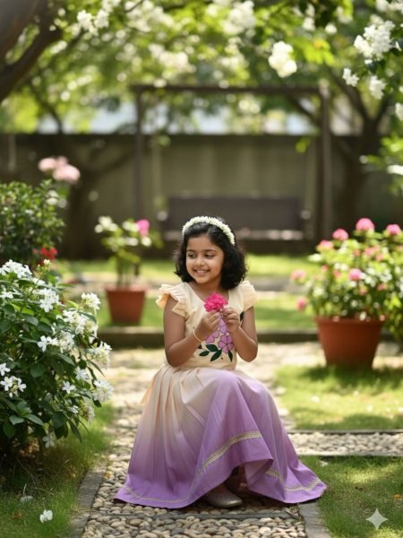 Sustainable Lavender Ombre Pleated Lehenga with Floral Top for Girls Kurtis