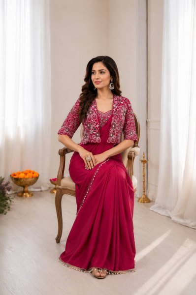 Sustainable Pink Ready to Wear Saree Collection for Boutique Buyers Ready To Wear Saree 