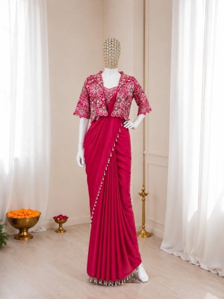 Sustainable Pink Ready to Wear Saree Collection for Boutique Buyers Ready To Wear Saree 