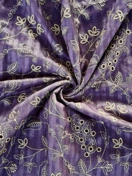 Sustainable Purple Pure Soft Silk Saree with All Over Floral Thread Embroidery For Wedding Silk Sarees Wholesale