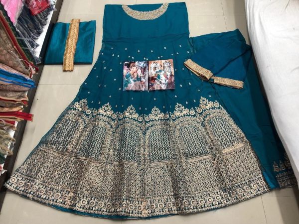 Swagath Women's Wear Heavy Georgette Embroidery Work Anarkali Suit Anarakali Gown Wholesale