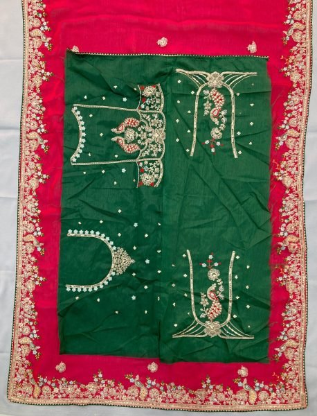 Tailored Hot Pink Fendy Chiffon Silk Saree with Embroidery Work and Piping Border Silk Sarees Wholesale