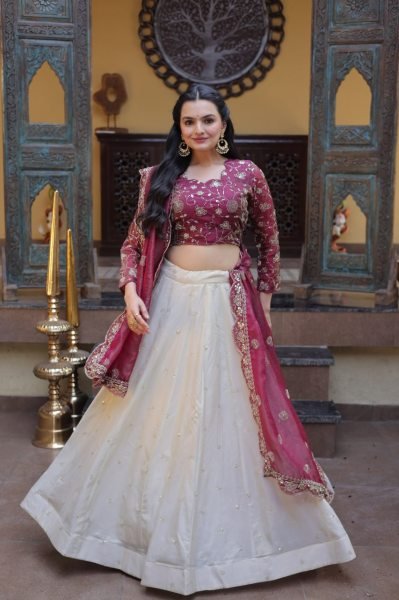Tailored Magenta Cosmos Lehenga Choli with Zari Sequins Work for Festive Wear  Designer Lehenga Choli
