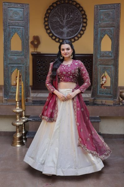 Tailored Magenta Cosmos Lehenga Choli with Zari Sequins Work for Festive Wear  Designer Lehenga Choli