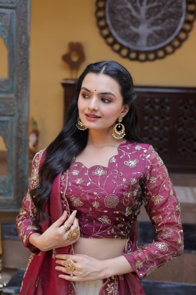 Tailored Magenta Cosmos Lehenga Choli with Zari Sequins Work for Festive Wear  Designer Lehenga Choli