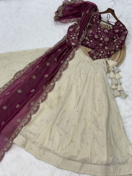 Tailored Magenta Cosmos Lehenga Choli with Zari Sequins Work for Festive Wear  Designer Lehenga Choli