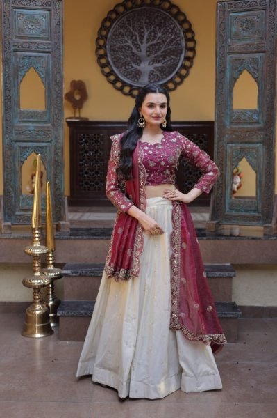 Tailored Magenta Cosmos Lehenga Choli with Zari Sequins Work for Festive Wear  Designer Lehenga Choli