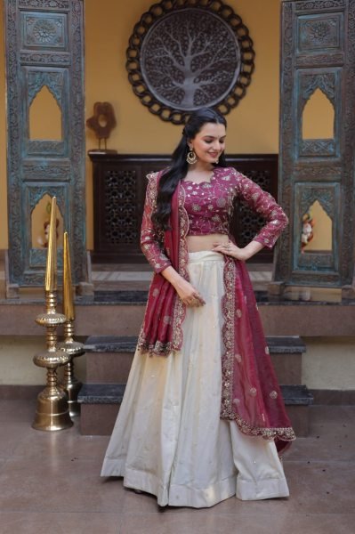 Tailored Magenta Cosmos Lehenga Choli with Zari Sequins Work for Festive Wear  Designer Lehenga Choli