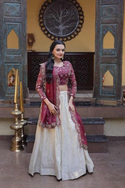 Tailored Magenta Cosmos Lehenga Choli with Zari Sequins Work for Festive Wear  Designer Lehenga Choli