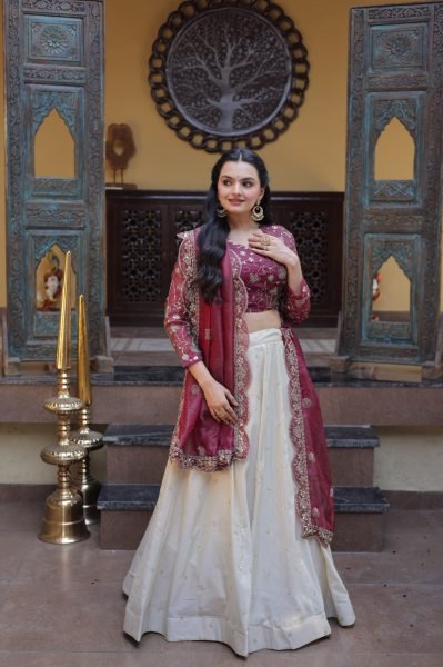 Tailored Magenta Cosmos Lehenga Choli with Zari Sequins Work for Festive Wear  Designer Lehenga Choli