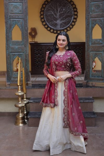 Tailored Magenta Cosmos Lehenga Choli with Zari Sequins Work for Festive Wear  Designer Lehenga Choli