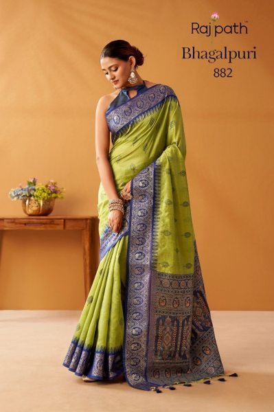 Tailored Parrot Green Modal Fancy Cotton Saree with Pochampally Pallu for Festive Wear Printed Cotton Sarees Wholesale