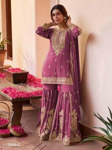 Tailored Pink Full Stitched Sharara Suit with Heavy Dupatta for Festive Functions Designer Plazzo Salwar Suits Wholesale