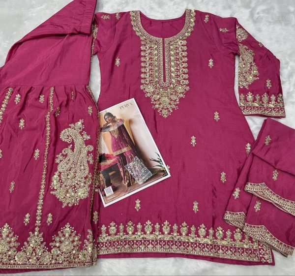 Tailored Pink Full Stitched Sharara Suit with Heavy Dupatta for Festive Functions Designer Plazzo Salwar Suits Wholesale