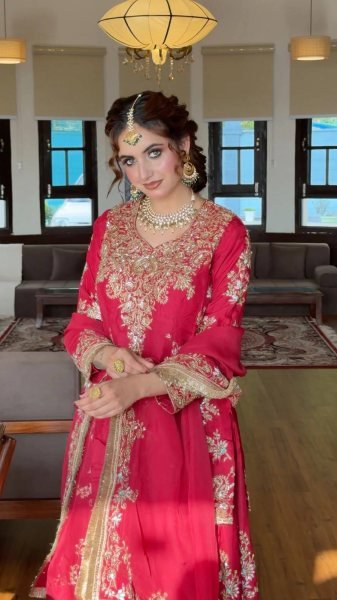Tailored Rani Pink Designer Chinon Kurti with Embroidered Palazzo & Georgette Dupatta Ready To Wear Collection