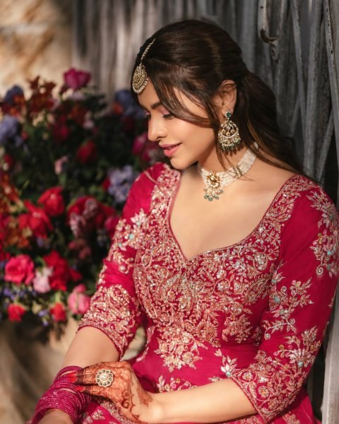 Tailored Rani Pink Designer Chinon Kurti with Embroidered Palazzo & Georgette Dupatta Ready To Wear Collection