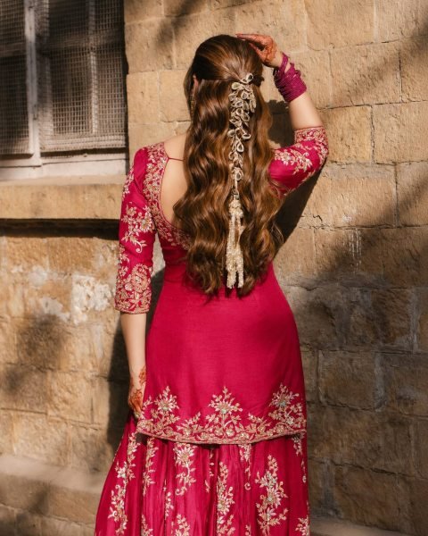 Tailored Rani Pink Designer Chinon Kurti with Embroidered Palazzo & Georgette Dupatta Ready To Wear Collection