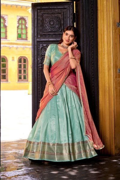 Tailored Sky Blue Premium Dupion Silk Stitched Lehenga with Zari Work at Wholesale Rate Designer Lehenga Choli