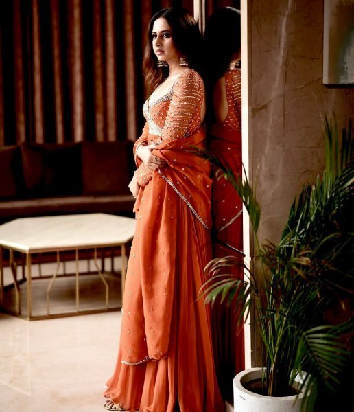 Tangerine Glow Georgette Anarkali Gown with Zari and Sequins Perfect for Party Look at Manufacturer Price Anarkali Kurtis 