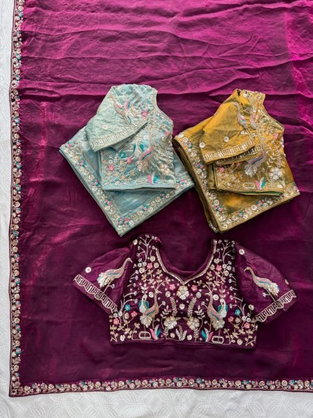 Teal Blue Satin Silk Saree with Heavy Embroidery Blouse at Manufacturer Price Designer Wedding Sarees Wholesale