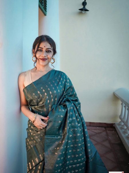 Teal Grace Lightweight Banarasi Saree with Blouse for Classic Celebrations Banarasi Saree Wholesale