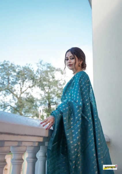 Teal Grace Lightweight Banarasi Saree with Blouse for Classic Celebrations Banarasi Saree Wholesale