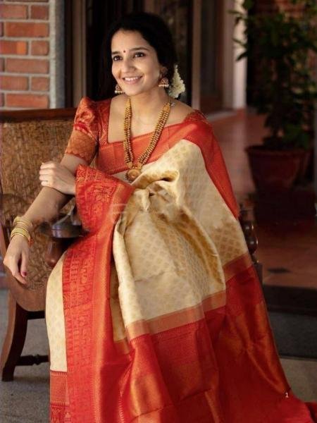 Temple Visit Special White Soft Lichi Silk Saree with Jacquard Work At Best Rates  Sarees 