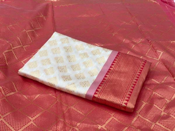Temple Visit Special White Soft Lichi Silk Saree with Jacquard Work At Best Rates  South Indian Saree 