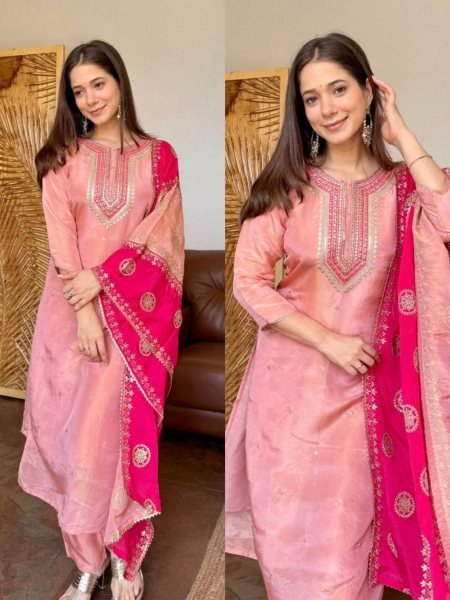 Timeless Baby Pink Fendy Silk Beautifully Designed Suit Set With Embroidered Dupatta Ready To Wear Suit