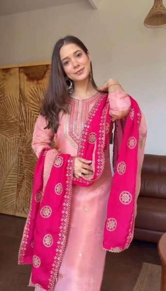 Timeless Baby Pink Fendy Silk Beautifully Designed Suit Set With Embroidered Dupatta Ready To Wear Collection