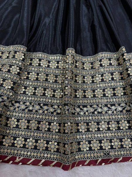Timeless Black Festive Wear Chinon Sequence Suit Set with Lace Dupatta For Wedding Ready To Wear Collection