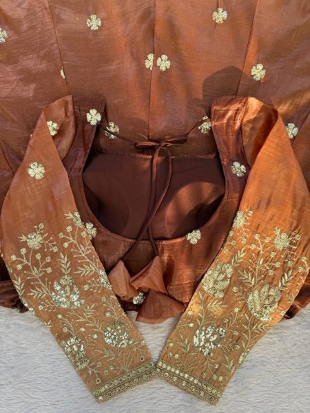 Timeless Brown Designer Chinon Silk Anarkali Suit with Thread Sequin Embroidery Ready To Wear Collection