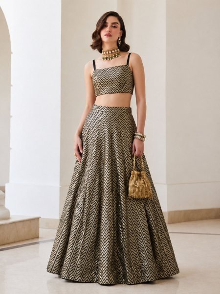 Timeless Golden Soft Silk Lehenga Choli Set at Manufacturer Price for Boutique Buyers 