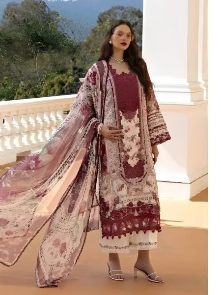 Timeless Maroon Pure Cotton Suit Set with 4 Patch Embroidery and Cotton Mal Dupatta 