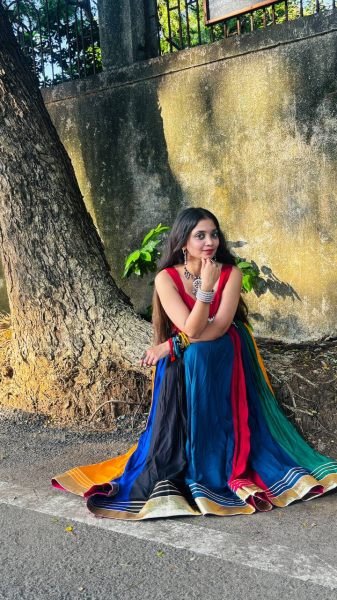 Timeless Multi Color Designer Rayon Navratri Lehenga Choli with Gota Patti Lace Navratri Lehnega Choli
