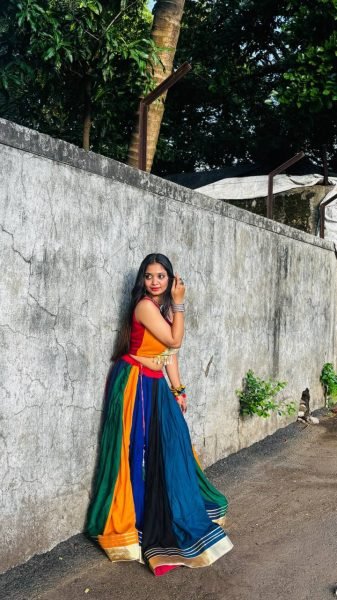 Timeless Multi Color Designer Rayon Navratri Lehenga Choli with Gota Patti Lace Navratri Lehnega Choli